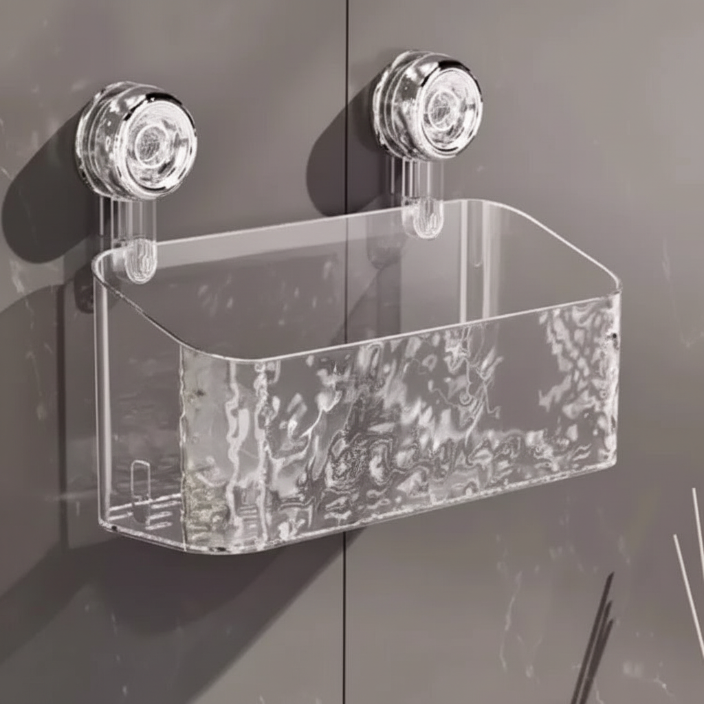 Suction Cup Wall Shelf with Elegant Glacier Design