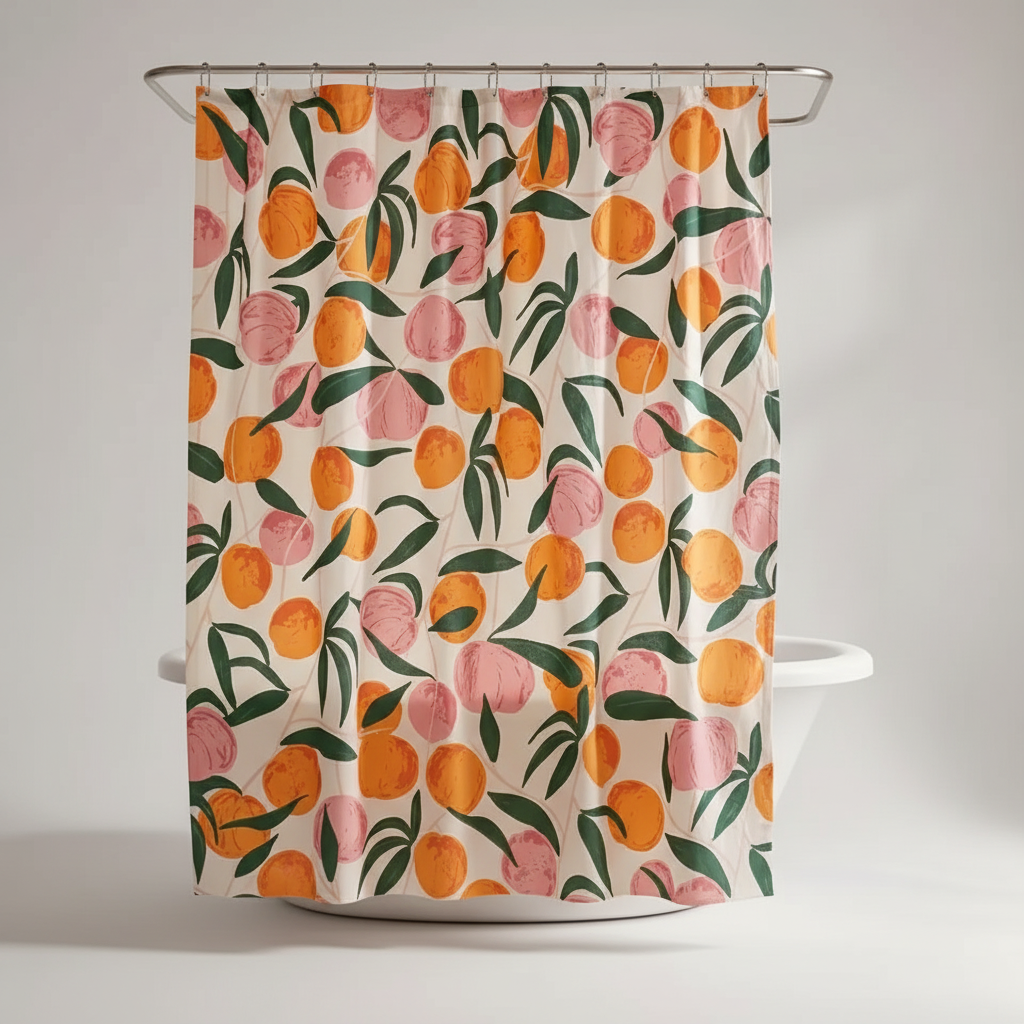 Water-Repellent Peach Polyester Shower Curtain