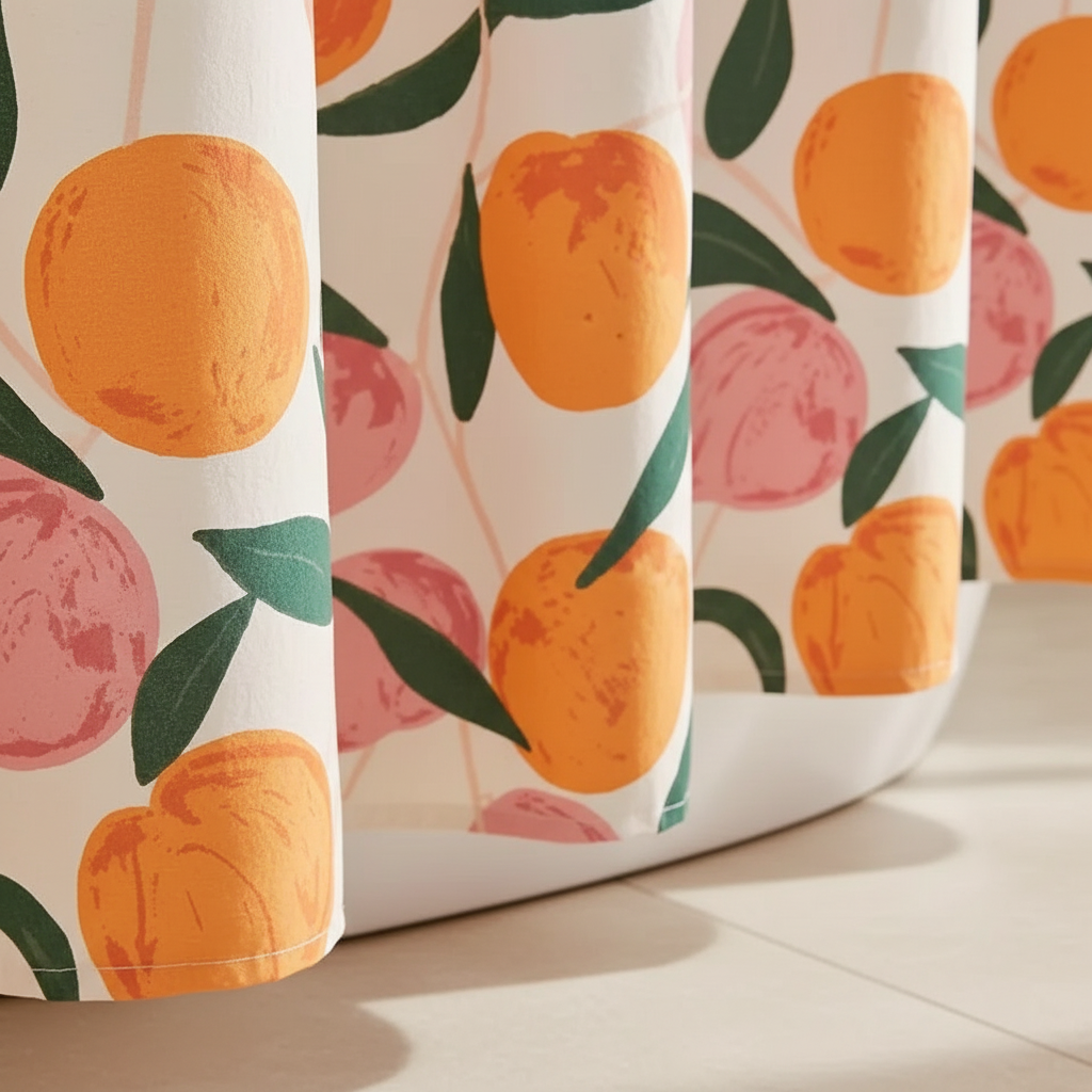 Water-Repellent Peach Polyester Shower Curtain
