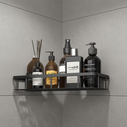Waterproof Corner Wall Shelf with Metal Railing