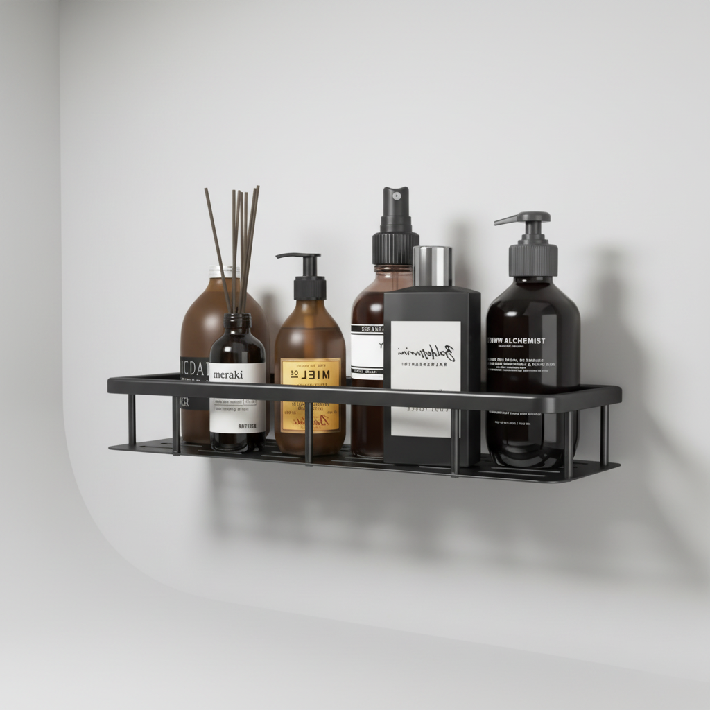 Waterproof Corner Wall Shelf with Metal Railing