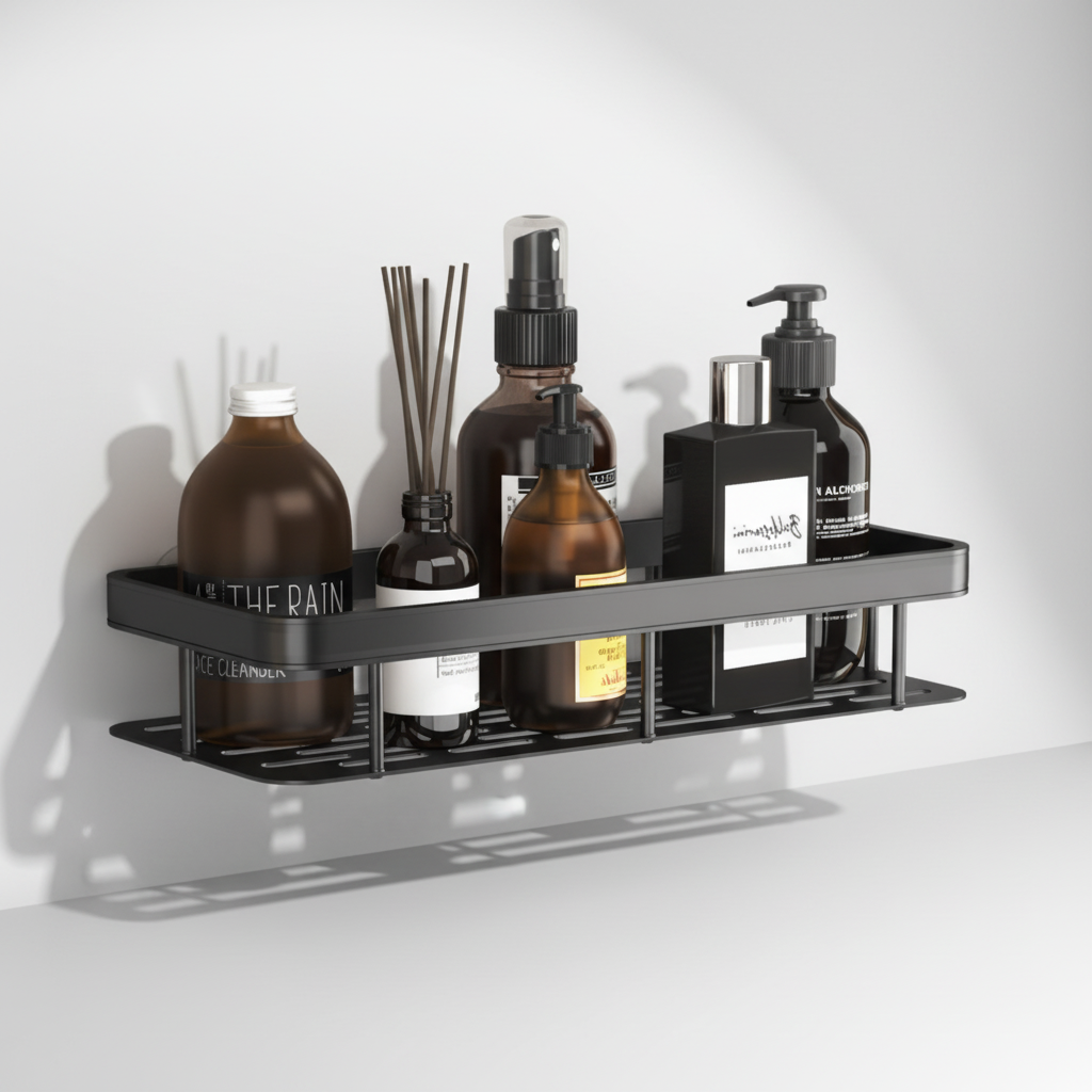 Waterproof Corner Wall Shelf with Metal Railing