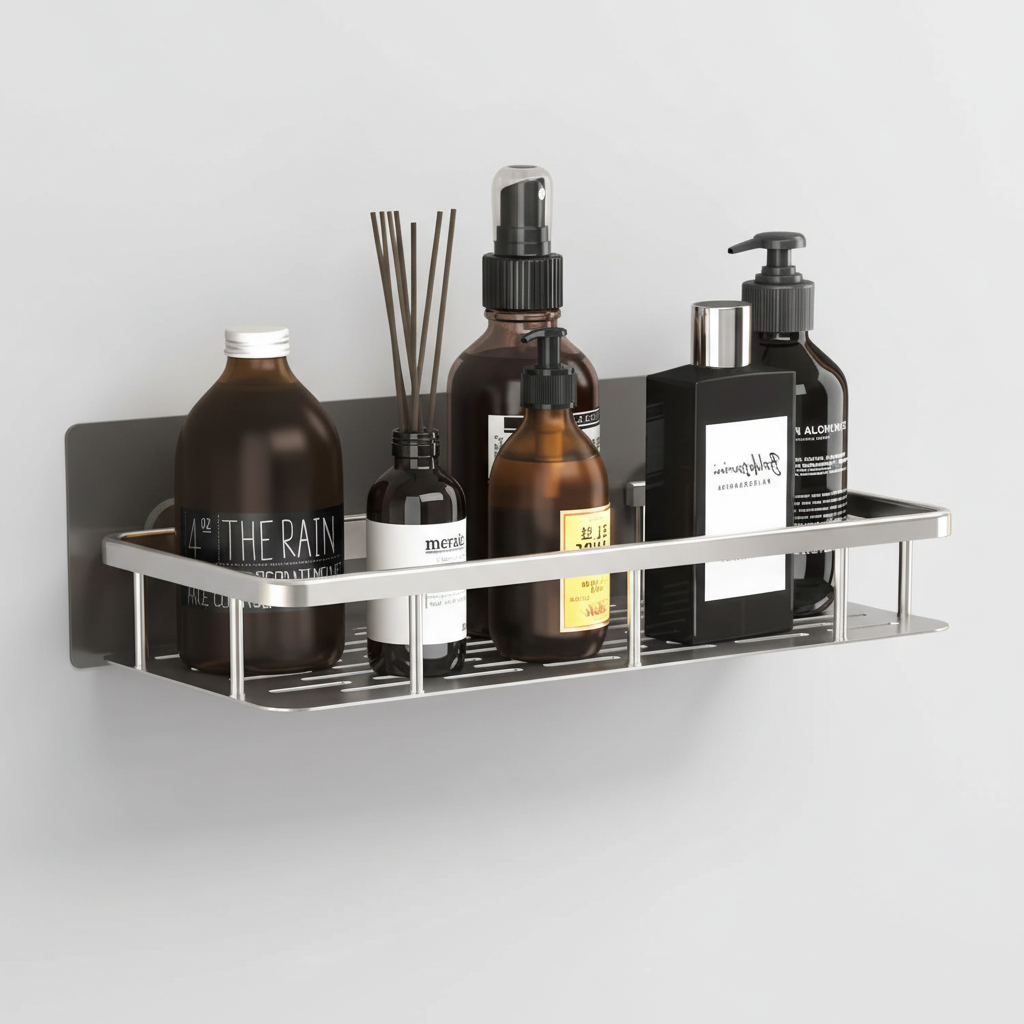 Waterproof Corner Wall Shelf with Metal Railing