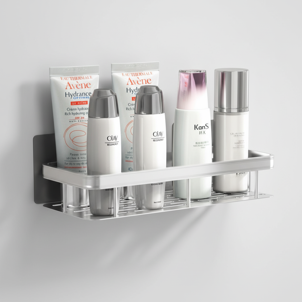 Waterproof Corner Wall Shelf with Metal Railing