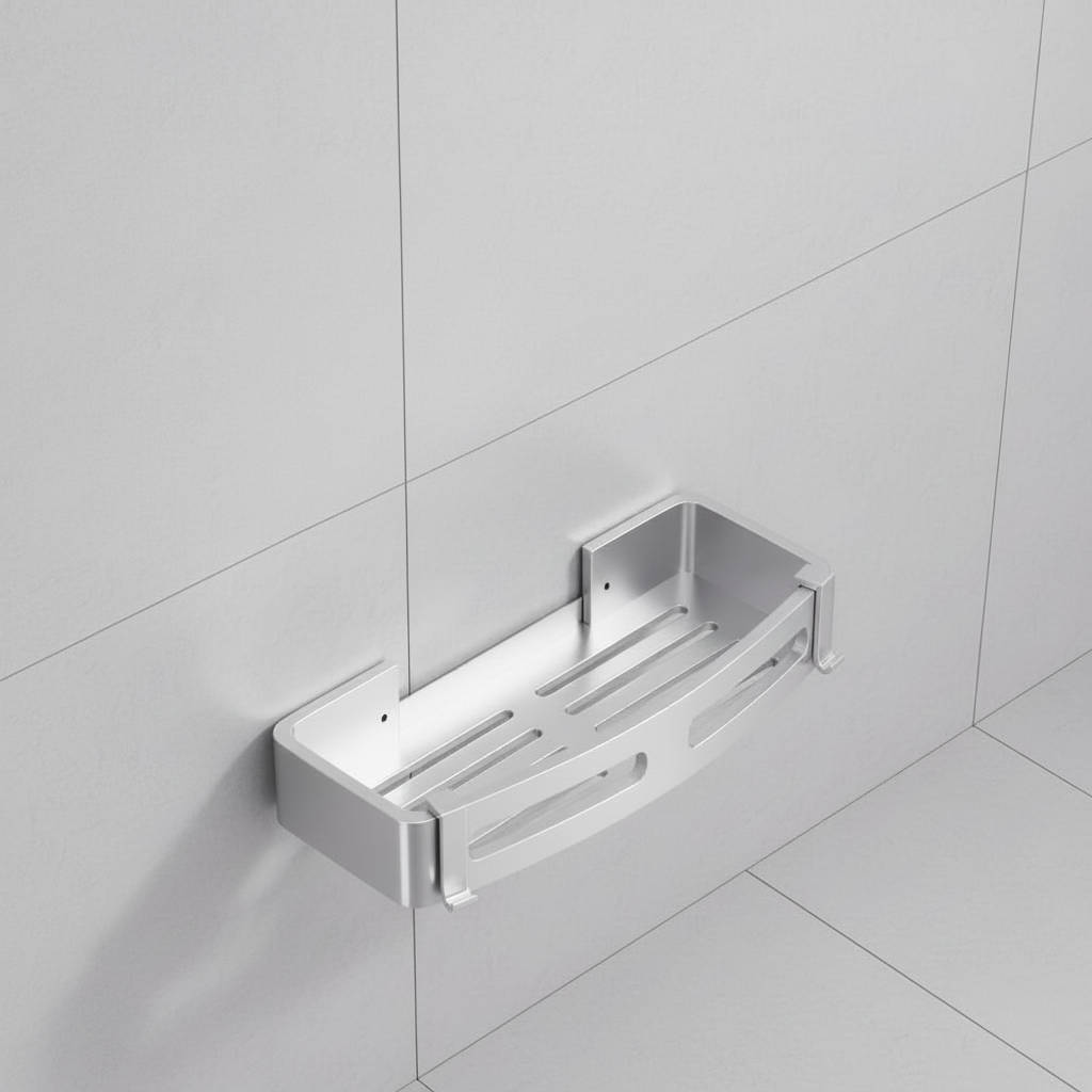 Waterproof Stainless Steel Shower Shelf with Adhesive Installation