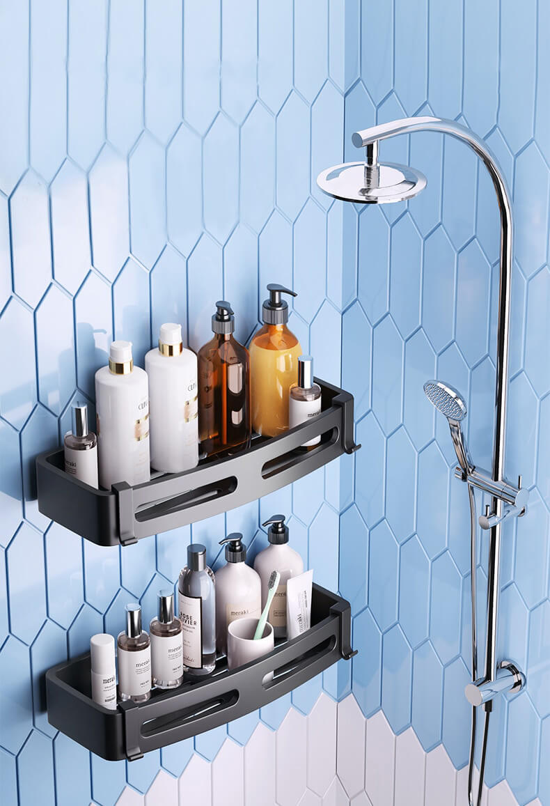 Waterproof Stainless Steel Shower Shelf with Adhesive Installation