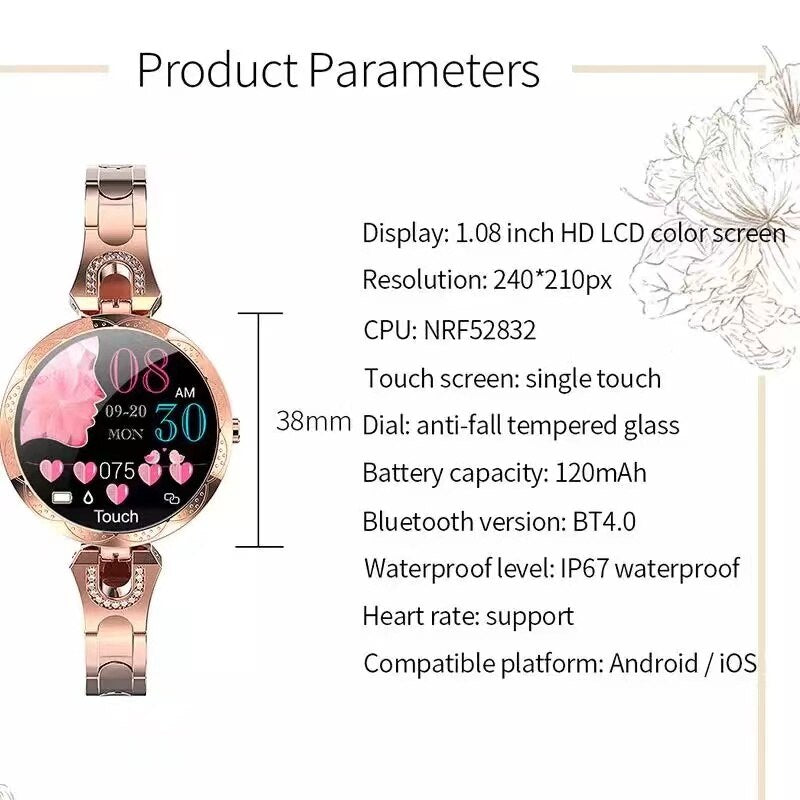 Waterproof Women's Fitness Smartwatch with Pulse Monitoring