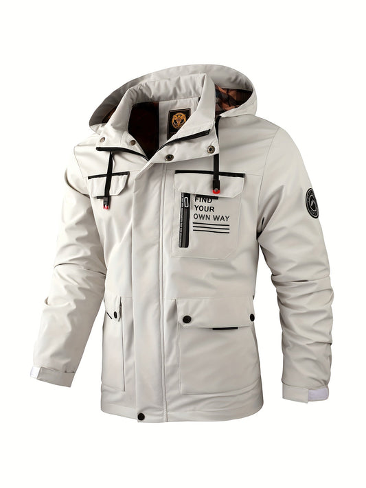 Men's Windproof Outdoor Winter Jacket with Adjustable Hood