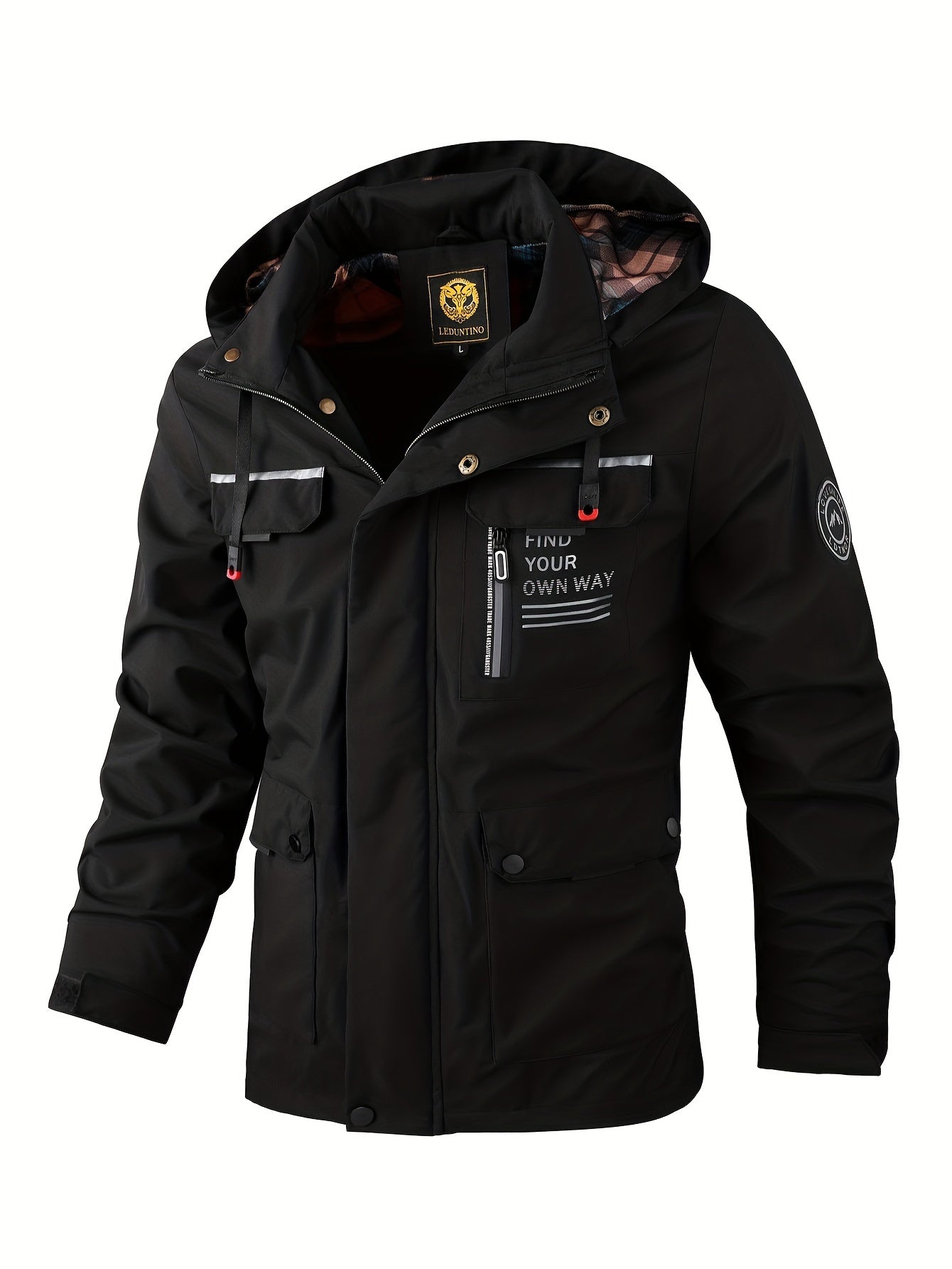 Men's Windproof Outdoor Winter Jacket with Adjustable Hood