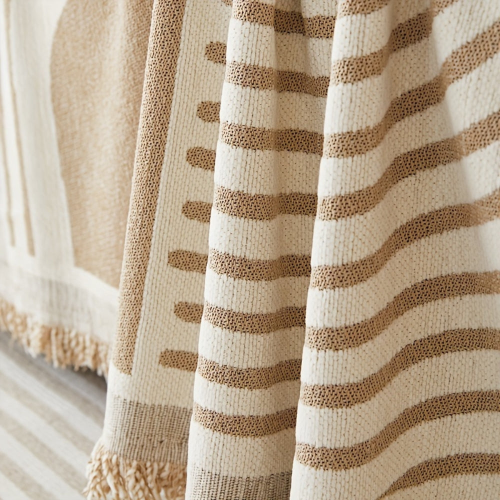 Wavy Stripe Chenille Boho Sofa Cover