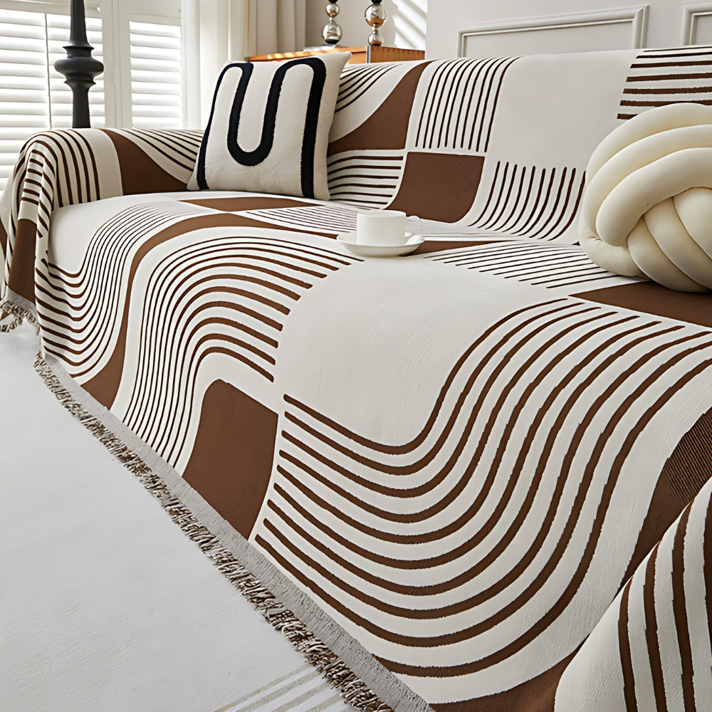 Wavy Stripe Chenille Boho Sofa Cover