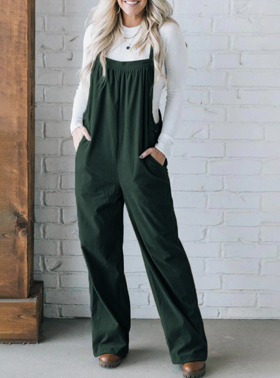 Cozy Ribbed Corduroy Loose Fit Overalls with Adjustable Straps