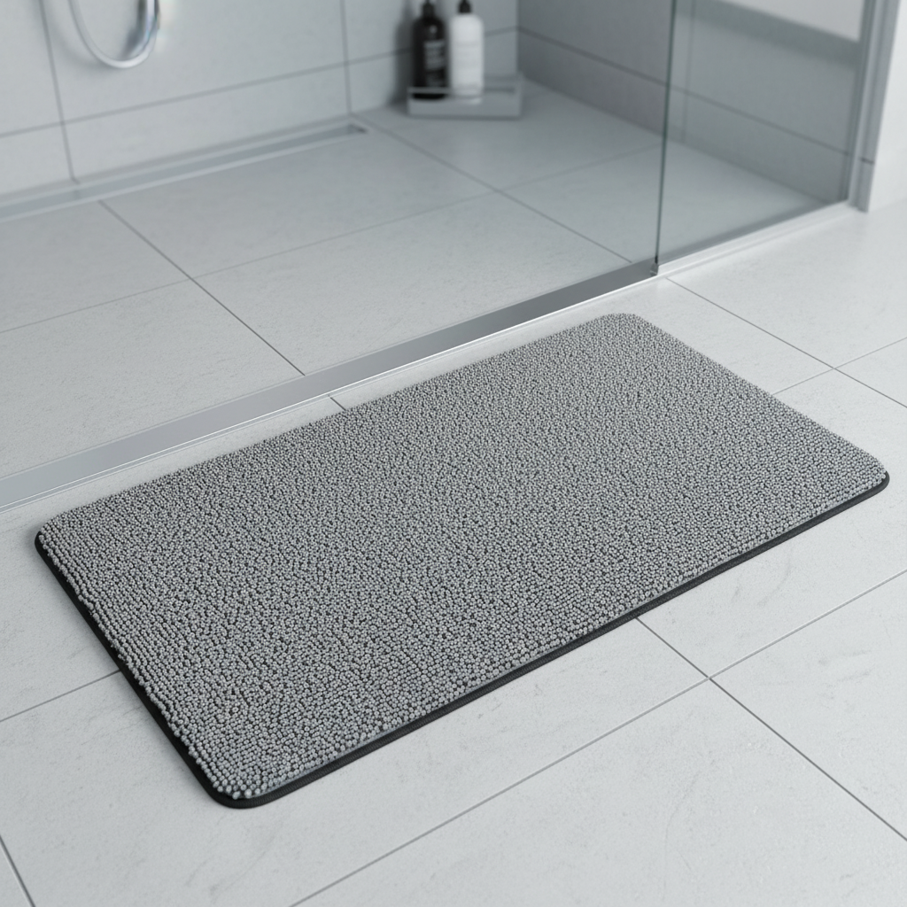 Non-Slip Soft Loofah Bath Mat with Drainage Holes
