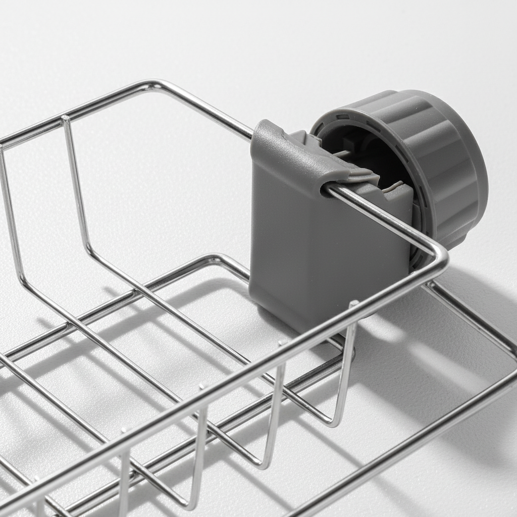 Tool-Free Stainless Steel Sponge and Brush Holder with Towel Rail