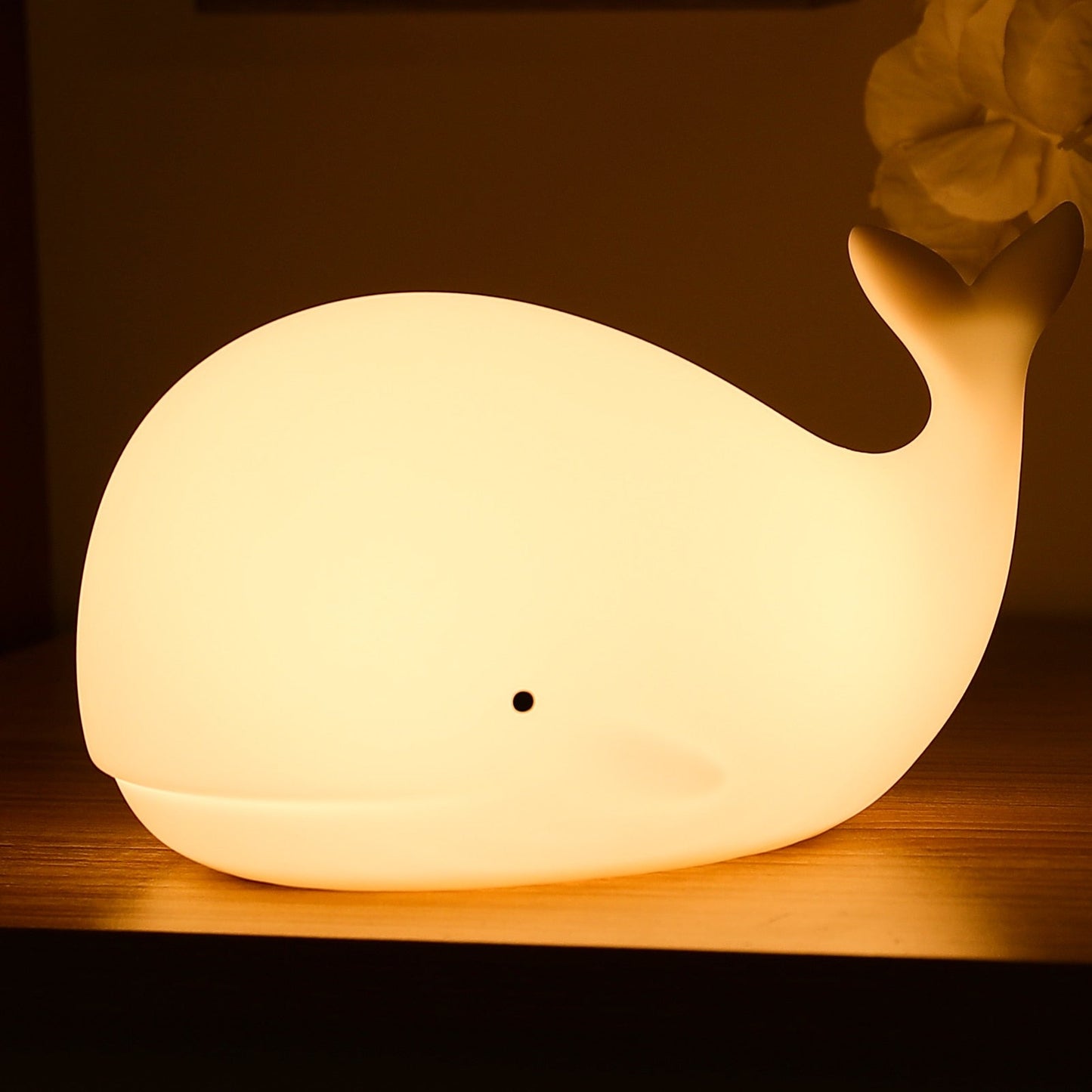 Whale-Shaped LED Night Light with Rechargeable Battery