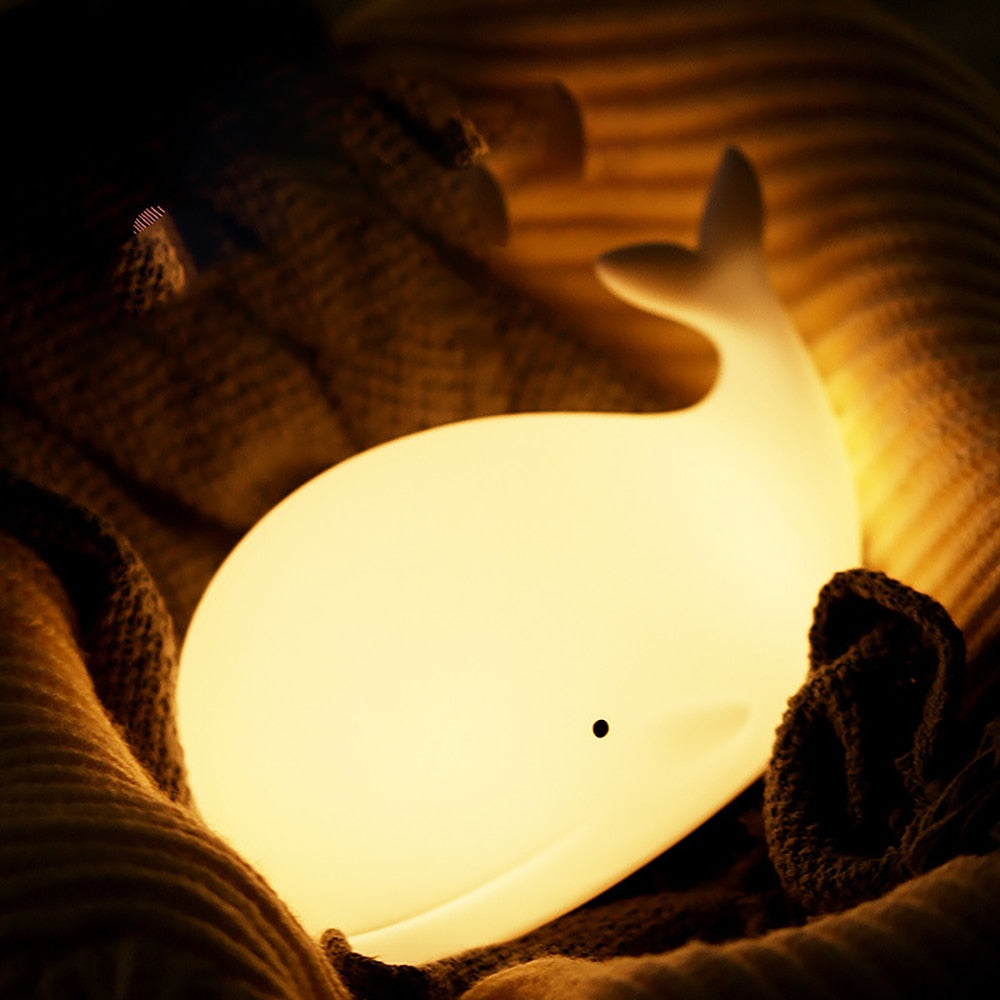 Whale-Shaped LED Night Light with Rechargeable Battery
