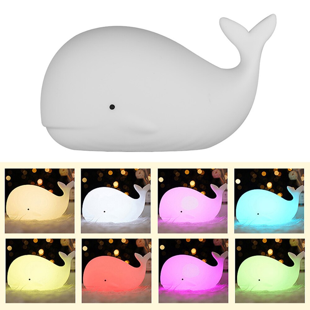 Whale-Shaped LED Night Light with Rechargeable Battery