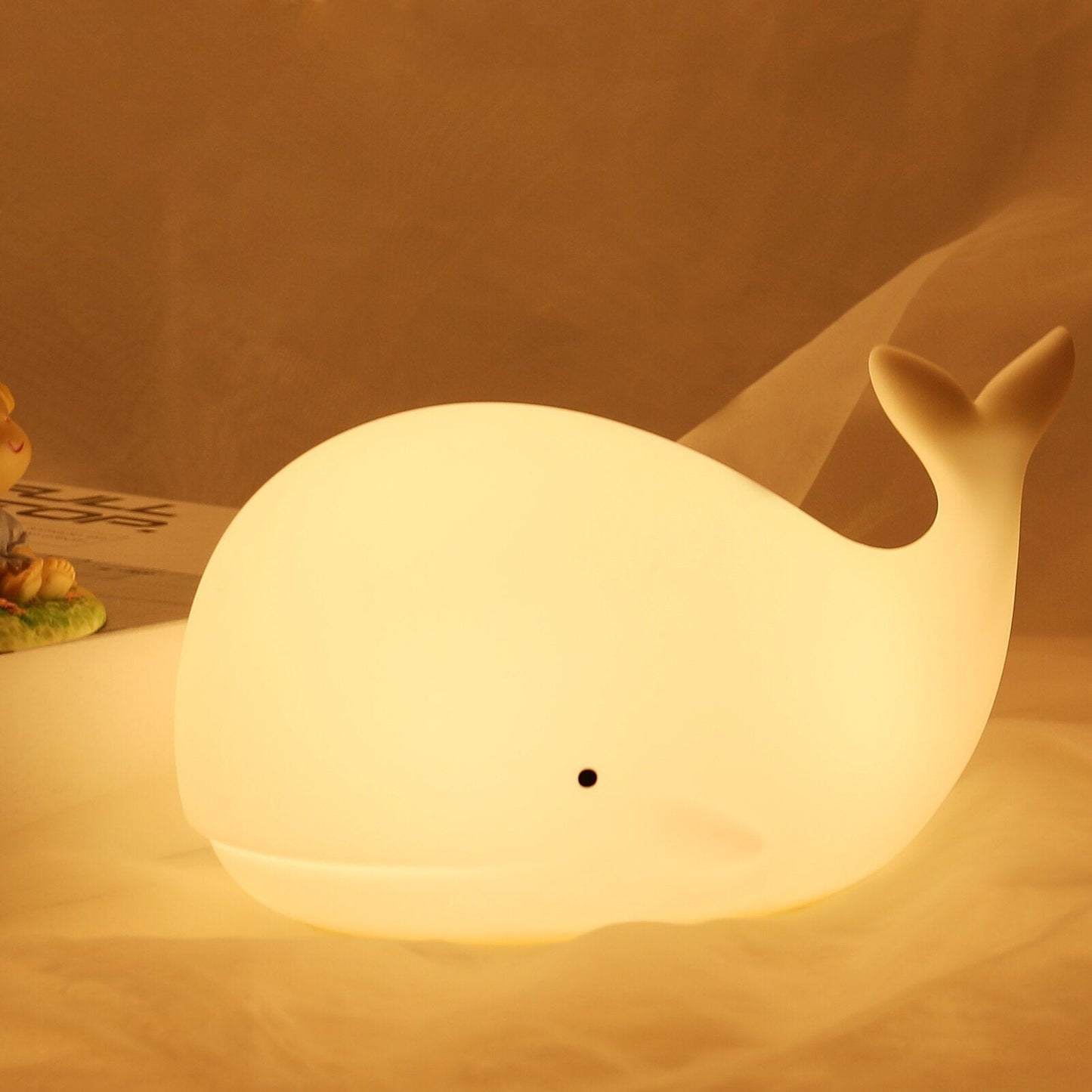 Whale-Shaped LED Night Light with Rechargeable Battery
