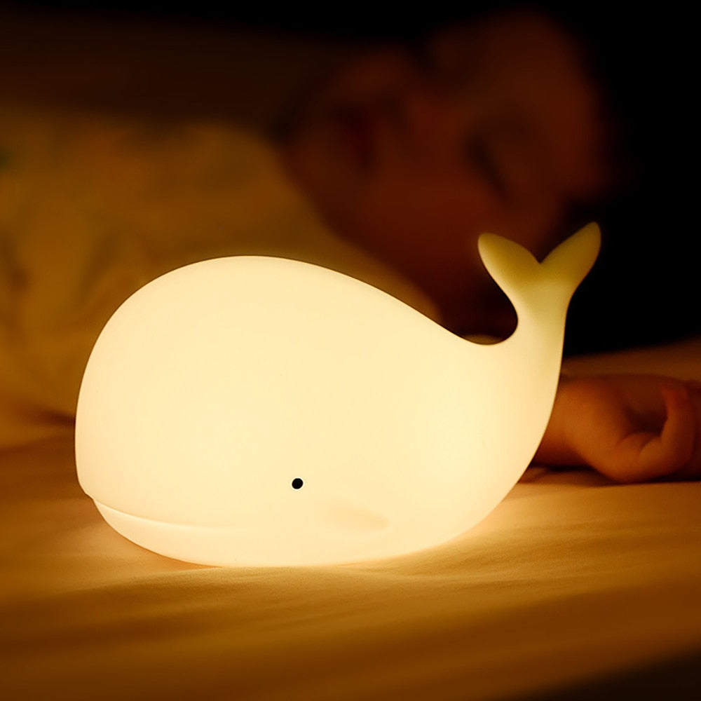 Whale-Shaped LED Night Light with Rechargeable Battery