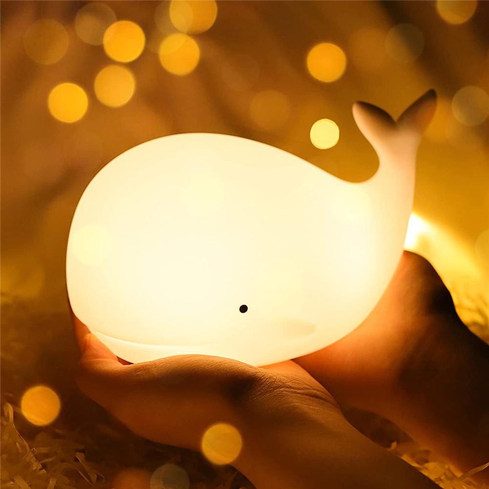 Whale-Shaped LED Night Light with Rechargeable Battery