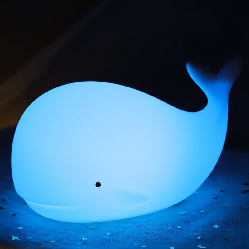 Whale-Shaped LED Night Light with Rechargeable Battery