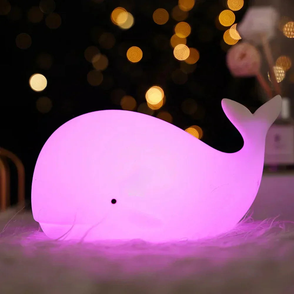 Whale-Shaped USB Rechargeable Night Light for Kids