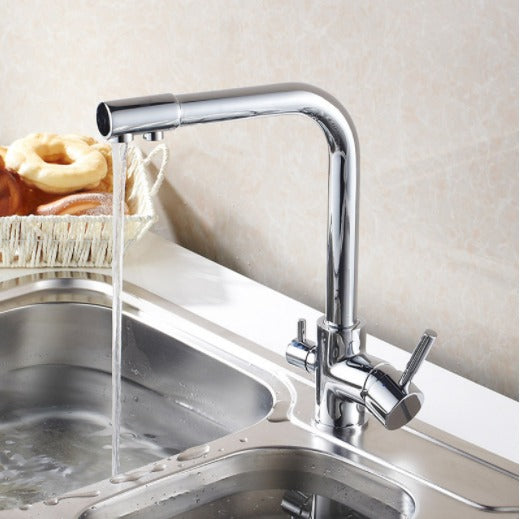 Double Handle Stainless Steel Kitchen Faucet with Filtered Water
