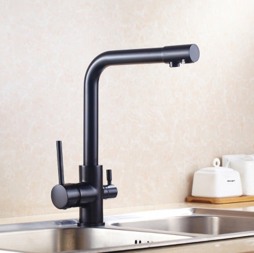 Double Handle Stainless Steel Kitchen Faucet with Filtered Water