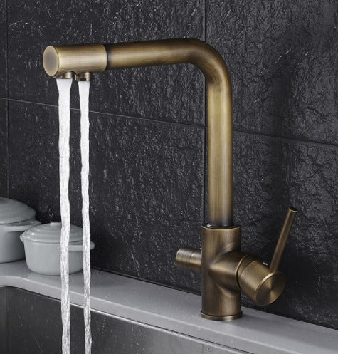 Double Handle Stainless Steel Kitchen Faucet with Filtered Water