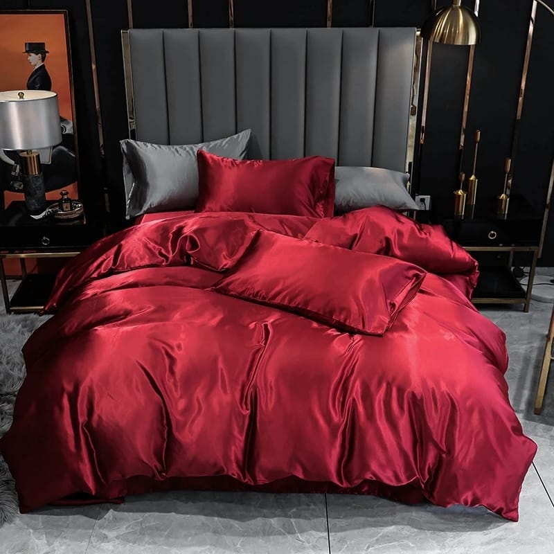 6-Piece Silk Microfiber Bedding Set with Duvet Cover and Pillowcases