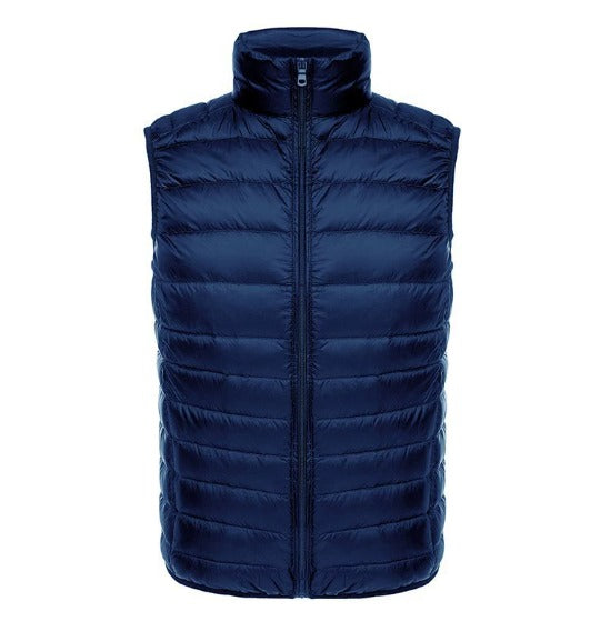 Men's Lightweight Quilted Vest with Stand-Up Collar