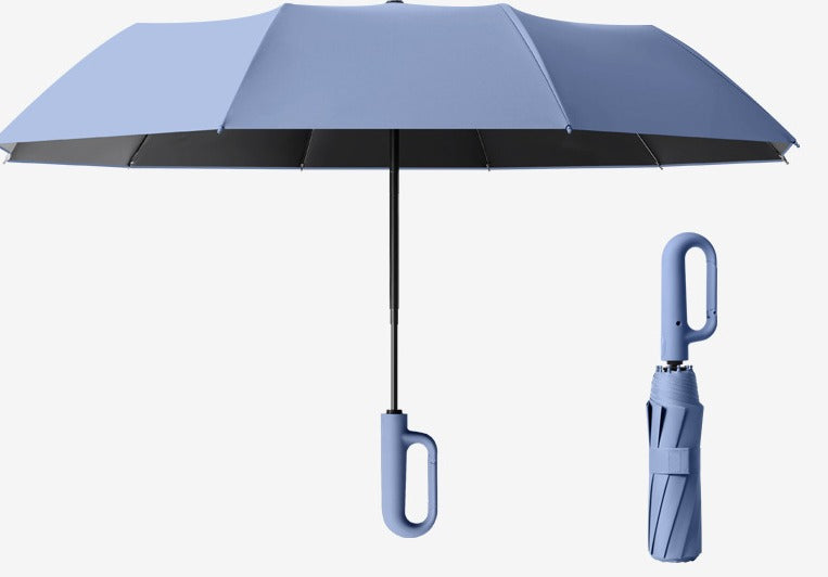 Automatic Reverse Folding Windproof Travel Umbrella with Carabiner Handle