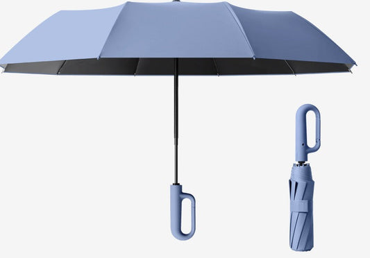 Automatic Reverse Folding Windproof Travel Umbrella with Carabiner Handle