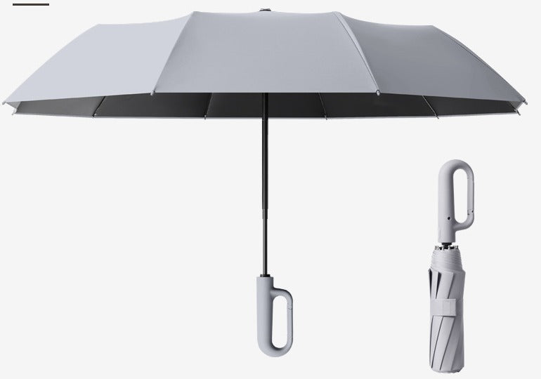 Automatic Reverse Folding Windproof Travel Umbrella with Carabiner Handle