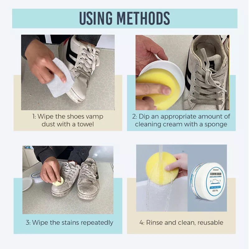 White Shoe Cleaning Cream for Stains and Grime Removal