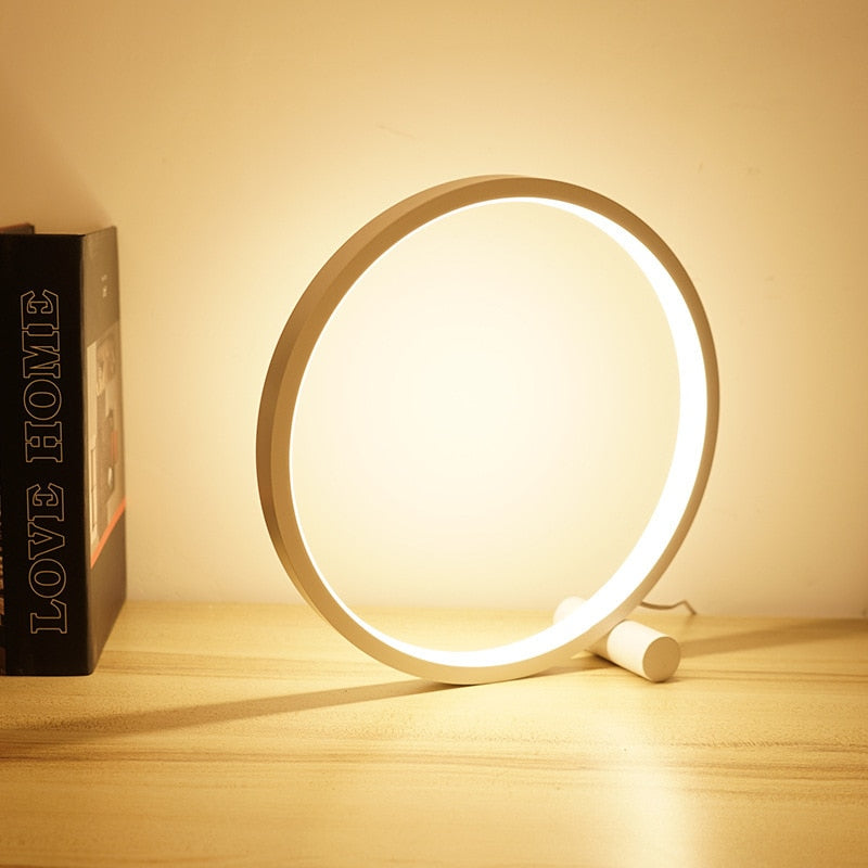 Dimmable LED Ring Table Lamp with Adjustable Brightness