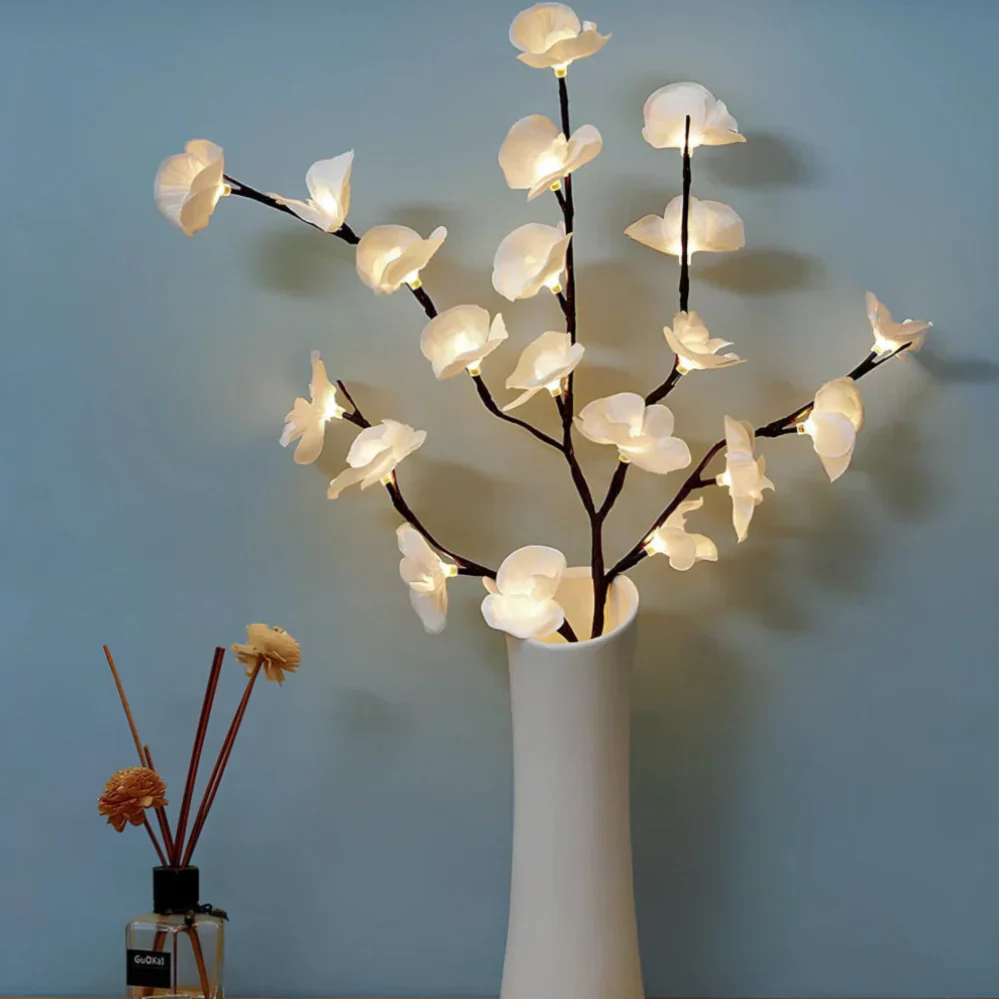 LED Lighted Artificial Branch Table Lamp with Bendable Twigs
