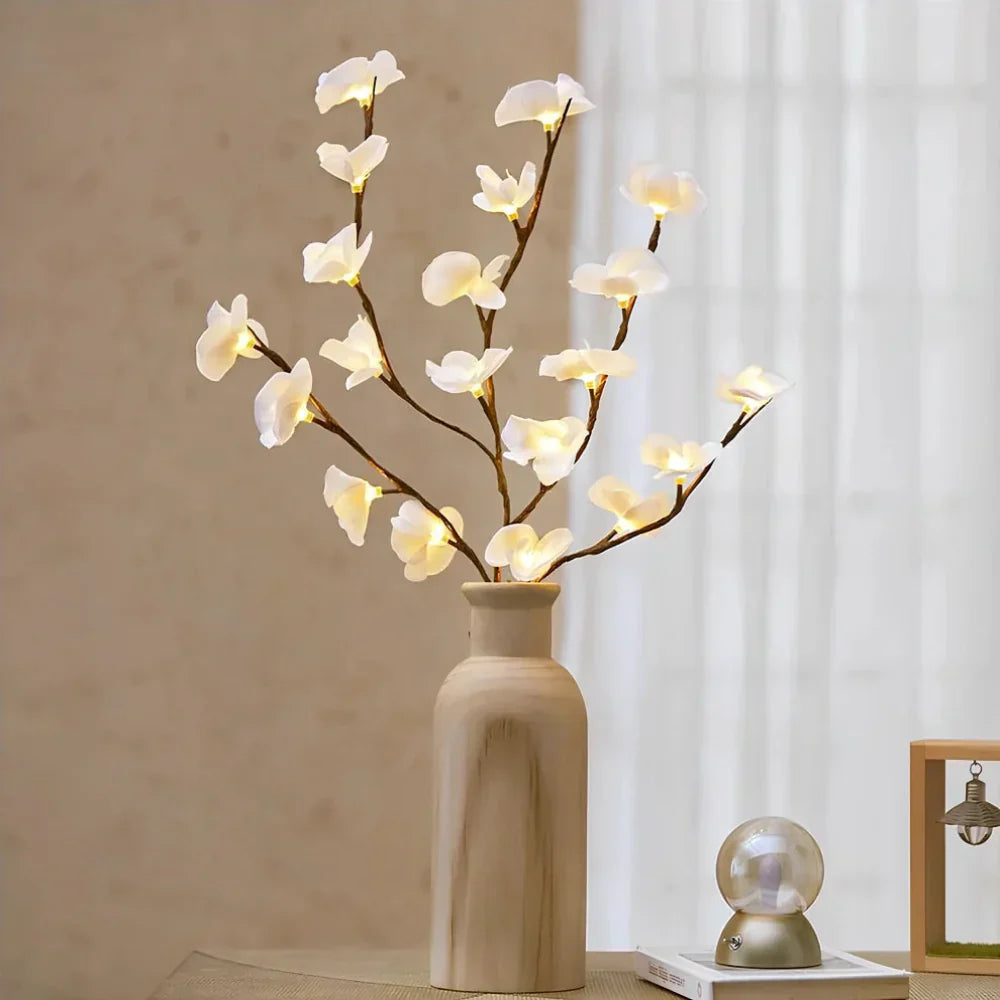 LED Lighted Artificial Branch Table Lamp with Bendable Twigs