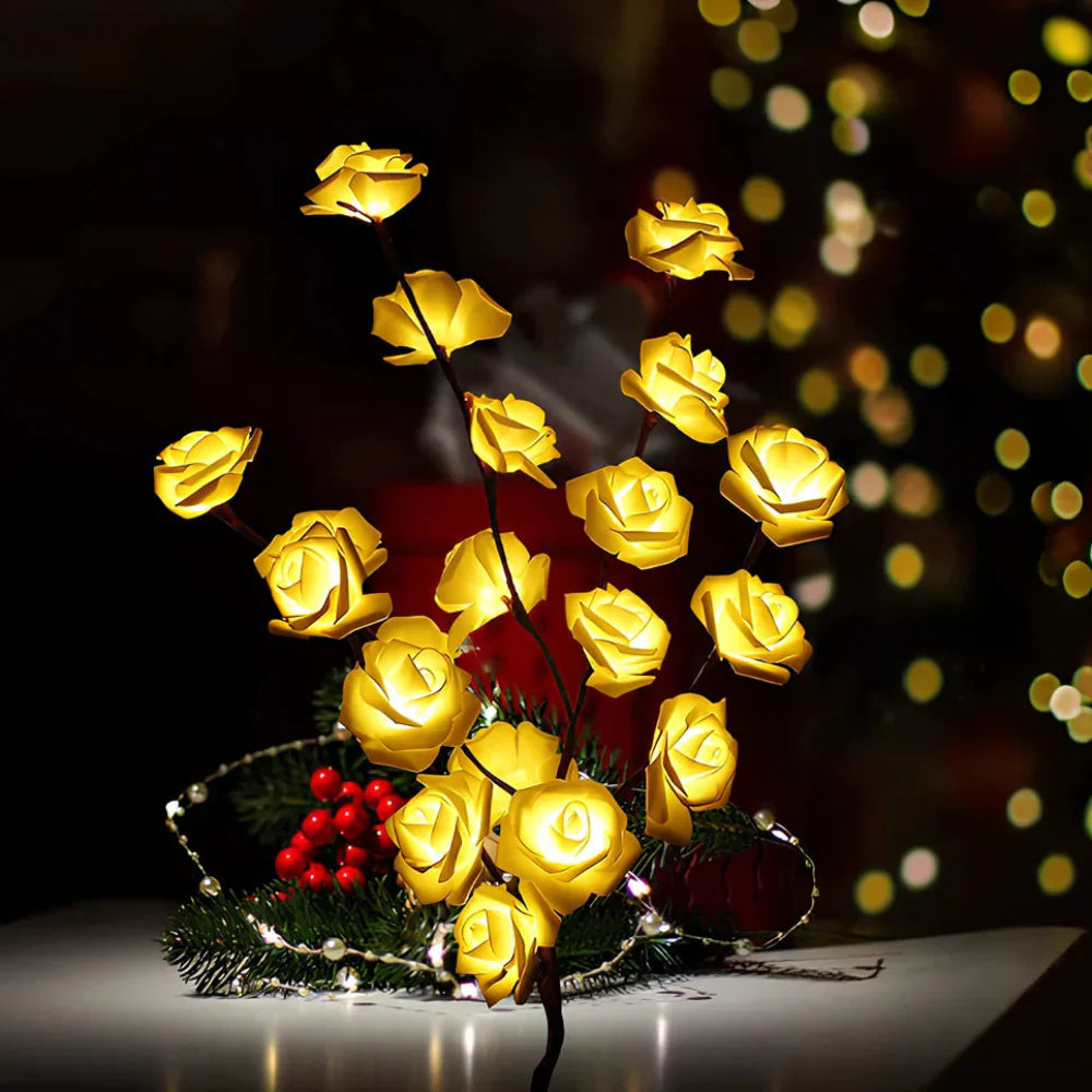 LED Lighted Artificial Branch Table Lamp with Bendable Twigs