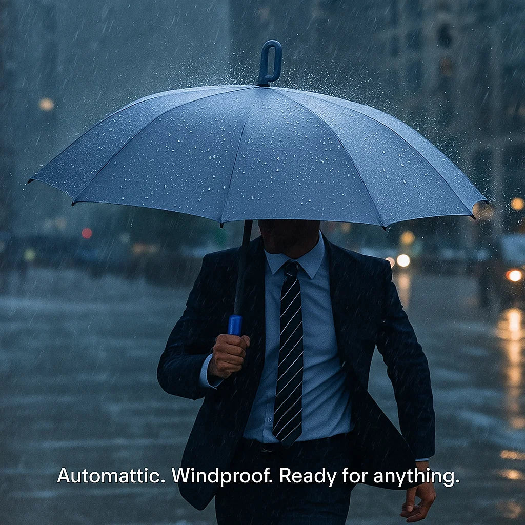 Automatic Reverse Folding Windproof Travel Umbrella with Carabiner Handle