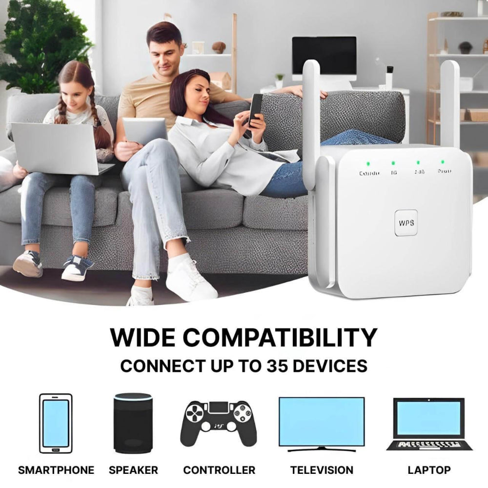 WiFi Range Extender with Dual Antennas for Home and Office