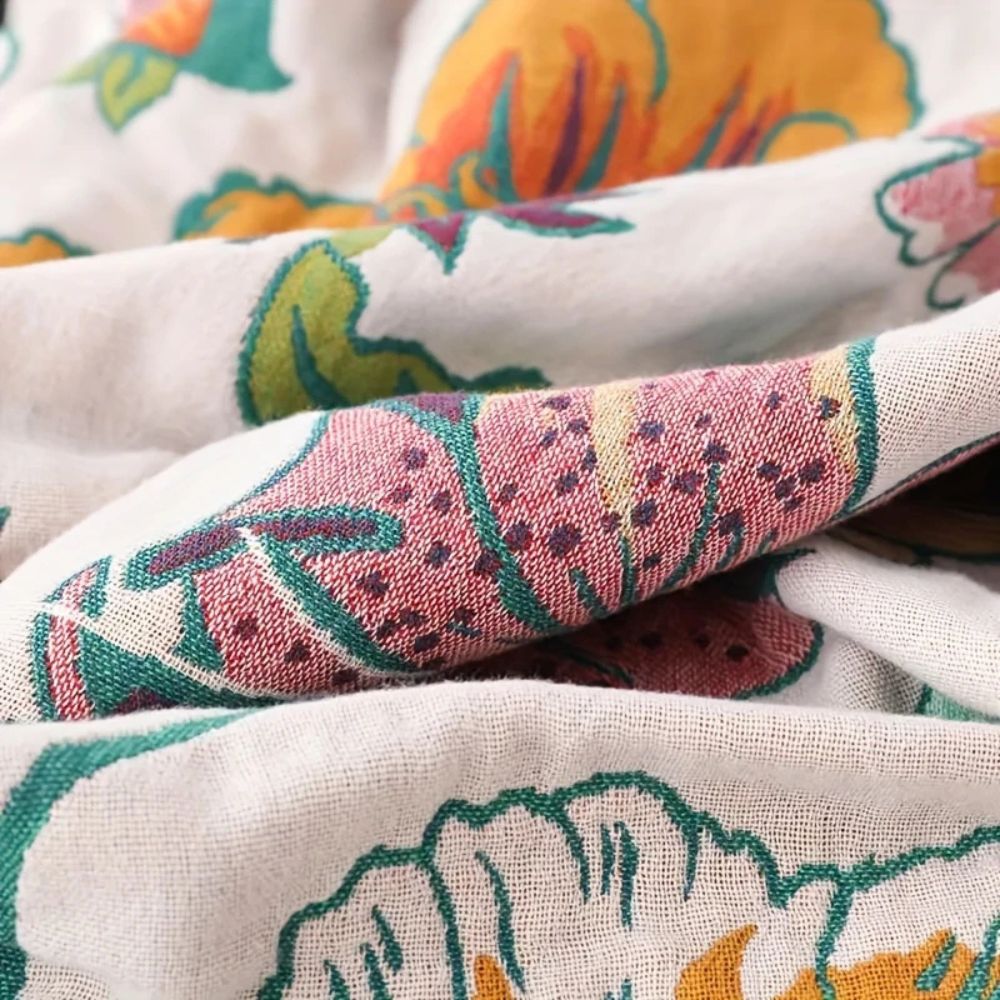 Lightweight Cotton Botanical Throw Blanket