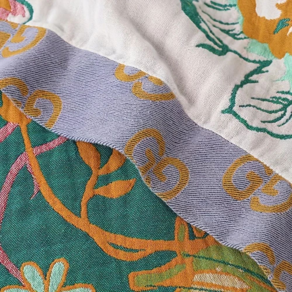 Lightweight Cotton Botanical Throw Blanket