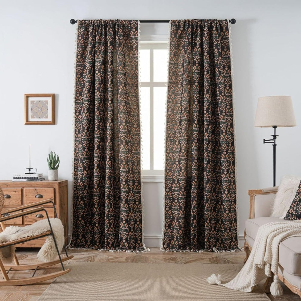 Wildflower Weave Semi-Sheer Tassel Curtain