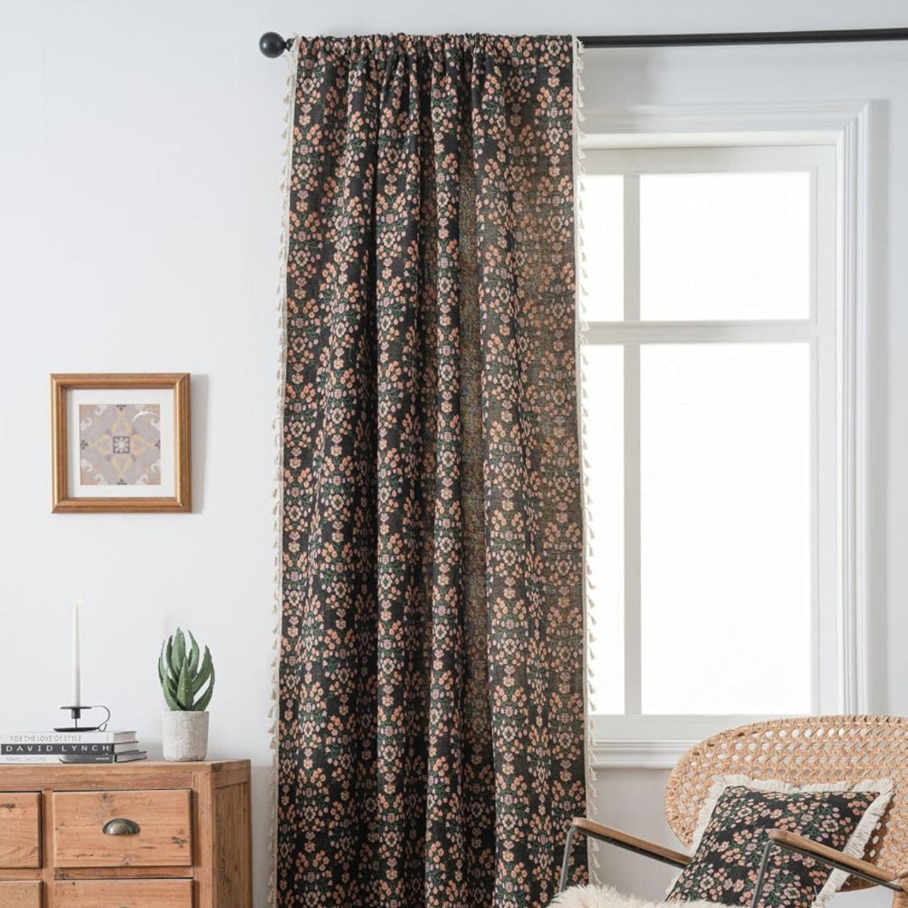 Wildflower Weave Semi-Sheer Tassel Curtain