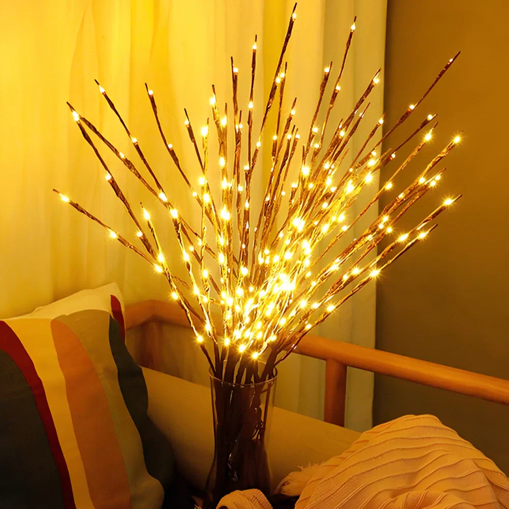 LED Lighted Artificial Branch Table Lamp with Bendable Twigs