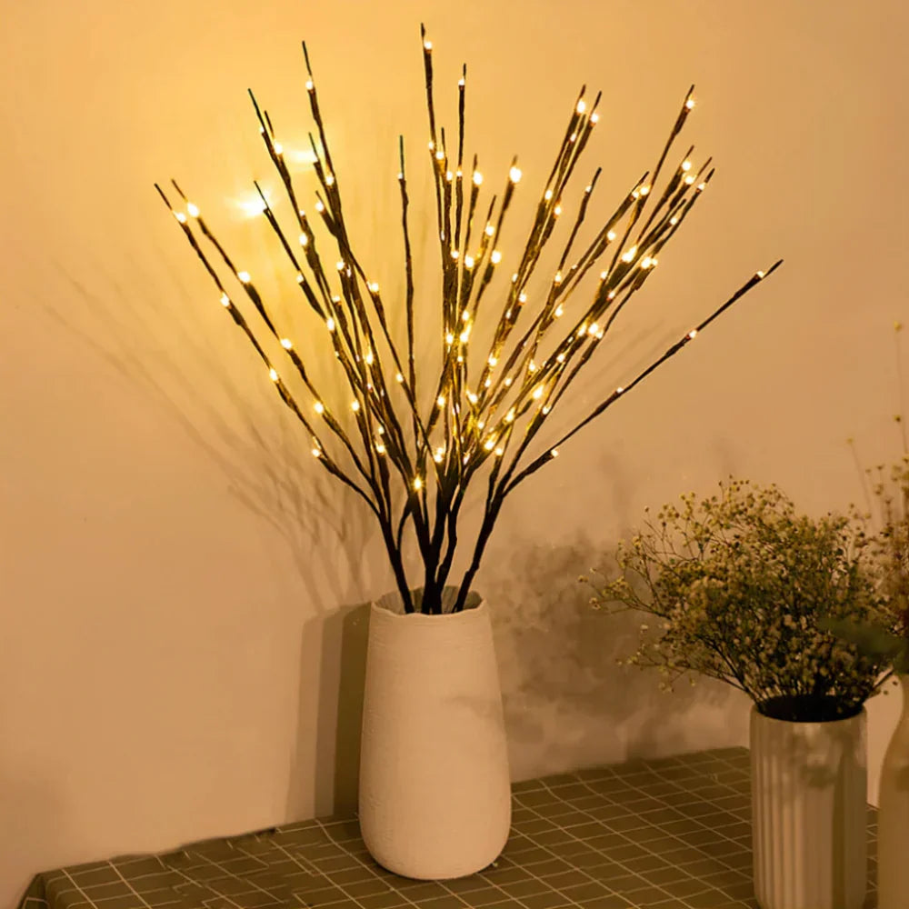 LED Lighted Artificial Branch Table Lamp with Bendable Twigs