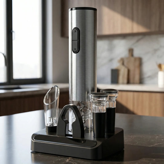 Electric Wine Opener Set with Vacuum Sealer and Pourer