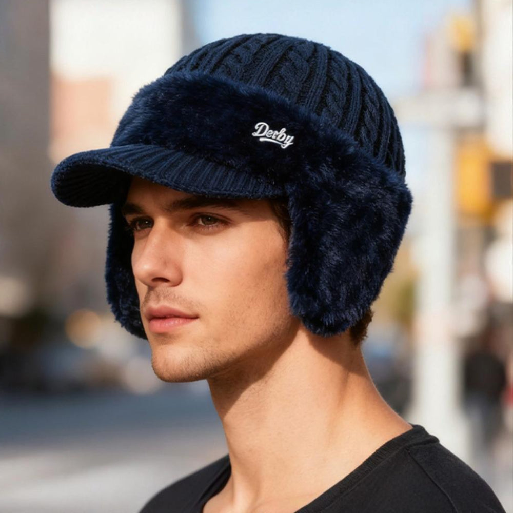 Winter Trapper Hat with Ear Flaps and Visor