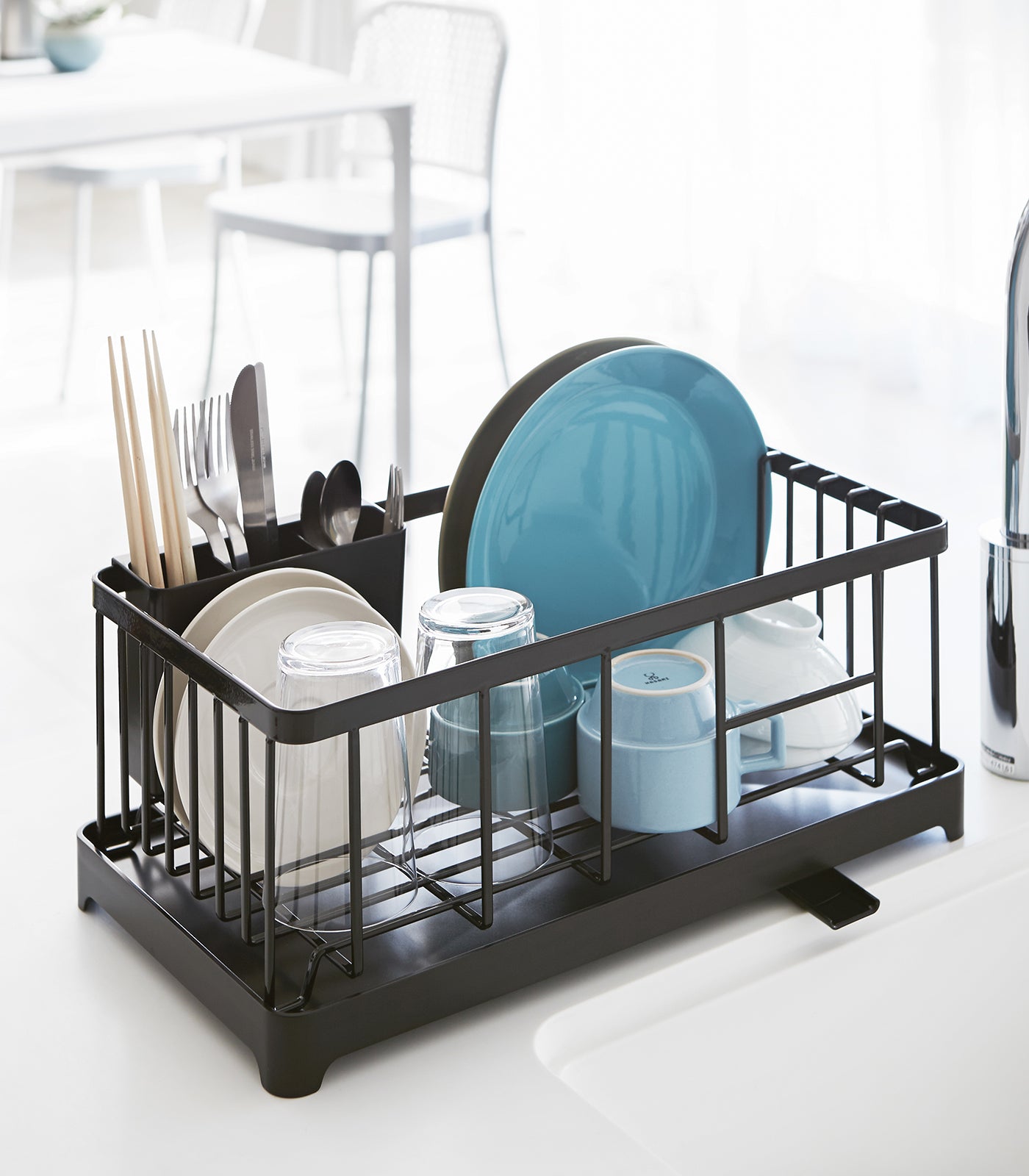 Compact Self-Draining Steel Dish Drying Rack
